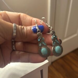 Turquoise and Brown Teardrop Earrings